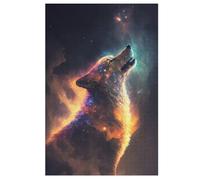 Loup in Space 1000 Pièces Puzzle en Bois pour Adultes Enfants, Puzzles Impossible, Jeu D'adresse pour Toute La Famille, （78×53cm）