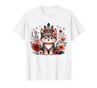 Loup indien indien bohème floral garçons et filles T-Shirt