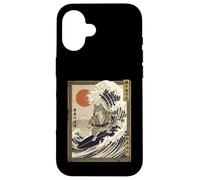 Loup Japonais Drôle Surf Kanagawa Wave Samurai Coque pour iPhone 16