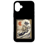 Loup Japonais Drôle Surf Kanagawa Wave Samurai Coque pour iPhone 16 Plus