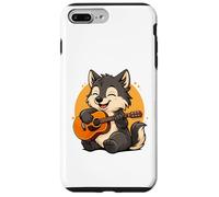Loup Jouant de la Guitare Graphique Loup garçons Filles Amateurs de Guitare Coque pour iPhone 7 Plus/8 Plus