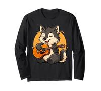 Loup Jouant de la Guitare Graphique Loup garçons Filles Amateurs de Guitare Manche Longue