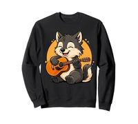 Loup Jouant de la Guitare Graphique Loup garçons Filles Amateurs de Guitare Sweatshirt