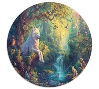 Loup King 1000 Piece Creek Puzzle Rond, pour Enfants Adulte De Forme Irrégulière, DécoRation pour Enfants Cadeau De Qualité Supérieure 1000pcs (67.5x67.5cm)