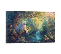 Loup King Murale Creek DécoRation Murale Peinture Sur Toile Impression Sur Toile Affiche DecoRation Pour Chambre Et Couloir Premium 24x36inch(60x90cm)
