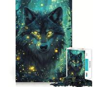 Loup Lumière dans l'obscurité Puzzle 1000 pièces pour Adolescents Jeu de Construction Cognitive Jeu de Train Zéro Espace Ajustement Parfait Format Compact Amusant pour Les Moments de Jeu