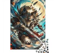 Loup Lune Épée 1000 Pièces Mini Puzzle pour Adultes Idée Cadeau | 70x50cm Carton Amateurs De Puzzles Relaxation Mentale Puzzle Fait Main Cadeau D'anniversaire Décoration Maison