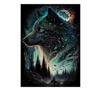 Loup Lune Forêt 1000 Pièces Mini Puzzle pour Adultes