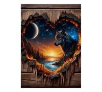 Loup Lune Rivière 1000 Pièces Mini Puzzle pour Adultes Idée Cadeau