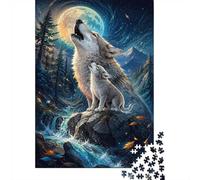 Loup Lune Rivière Puzzle, 1000 Pièces pour Adultes Haute Qualité