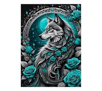 Loup Lune Rose Jigsaw Puzzle, 1000 Pcs Indoor Adult Game | 38x26cm Carton, Exercice Mental, Ajustement Précis, Amateurs D'art, Réduction Du Stress