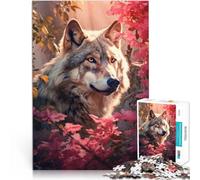 Loup majestueux en Rose Puzzles pour Adultes de 1000 pièces Apprentissage éducatif Renforcer l'amour Entre Les Couples 38x26cm