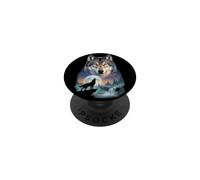 Loup Majestueux Hurlant sous Un Ciel Étoilé PopSockets PopGrip Adhésif