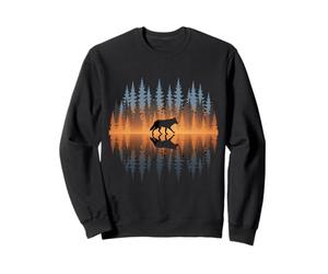Loup Marchant dans la forêt Paysage Amants de Plein air Sweatshirt