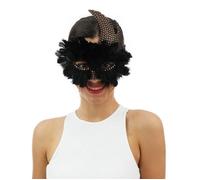 Loup Masque Visage à Plumes Noires - PTIT CLOWN - Loup à Clous - Accessoire Déguisement Carnaval, Fêtes Costumées Taille unique