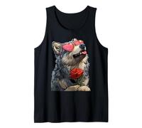 Loup Mignon avec des Lunettes en Forme de cœur Rose pour la Saint-Valentin Débardeur