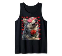 Loup Mignon avec des Lunettes en Forme de cœur Rose pour la Saint-Valentin Débardeur