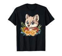 Loup mignon entouré de fleurs T-Shirt