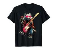 Loup Mignon Jouant de la Guitare Guitariste Animal Saint-Valentin T-Shirt