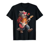 Loup Mignon Jouant de la Guitare Guitariste Animal Saint-Valentin T-Shirt