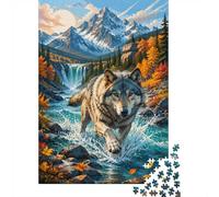 Loup Montagne Rivière 1000 Pièces Mini Puzzle pour Adolescents Détente