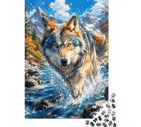 Loup Montagne Rivière 1000 Pièces Mini Puzzle pour Adolescents Relaxant | 38x26cm Carton Débutants Décor De Chambre Coupe Précise Jeu Intellectuel