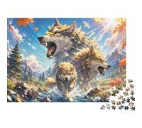 Loup Montagne Rivière 1000 Pièces Mini Puzzle pour Adultes Activité | 52x38cm Carton Amateurs De Puzzles Détente Jeu De Puzzle Fait Main Cadeau D'anniversaire Décoration Maison