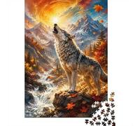 Loup Montagne Rivière Puzzle 1000 Pièces Mini pour Adultes Détente
