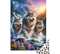Loup Montagne Rivière Puzzle, 1000 Pièces pour Adultes Haute Qualité
