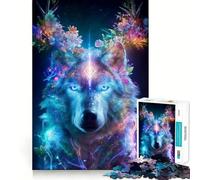 Loup Mystique aux Bois Fleuris Puzzle Adulte 1000 pièces Jeu de réflexion et de Relaxation Design élégant (50x75cm)