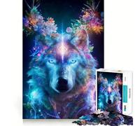 Loup Mystique aux Bois Fleuris Puzzle de 1000 pièces pour Adolescents Jeu de réflexion Soulagement de la Tension Cadeau de qualité supérieure (38x26cm)