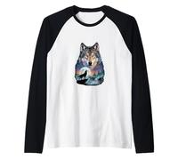 Loup Mystique Hurlant à la Lune Esprit Amoureux des Animaux Nature Manche Raglan