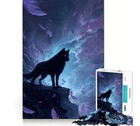 Loup Mystique Puzzle de Plumes Tombantes pour Adultes 1000 Pièces Jeu Intellectuel et Apaisant Décoration Murale de Qualité (38x26cm)