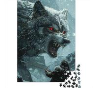 Loup Neige Chasseur 1000pcs Mini Puzzle pour Adultes Difficile | 52x38cm Carton Décor Salon Structure Durable Cadeau Anniversaire Soulagement Anxiété