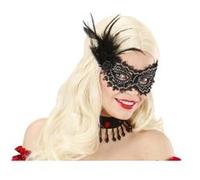 Masque pour les yeux noir avec rose, plumes et - inserts dorés
