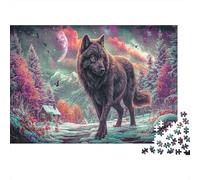 Loup Noir dans la forêt de Montagne enneigée Thousand Pieces Jigsaw Puzzle Faune Sauvage Whole Family Cadeau D’Anniversaire Évasion Quotidienne Décoration De Salon Jeu Stimulant 52x38cm/1000pcs
