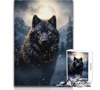 Loup Noir dans la Neige - Puzzle de 1000 pièces - Jeu d'apprentissage pour développer sa motricité Fine pour des Moments de Joie - Dimensions:38x52cm