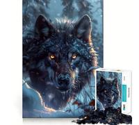 Loup Noir Sauvage dans la Neige Puzzle 1000 pièces pour Adultes Jeu de réflexion et d'exercice Ajustement Parfait Activité de Partage et de renforcement des Liens familiaux (50x75cm)