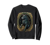 Loup Nordique avec Helm of Awe Aegishjalmur Runes Viking Sweatshirt