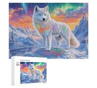 Loup Pack dans Sunset Snowy Mountains Puzzle 300 Pièces pour Seniors Activité Cognitive Engagement Mental Cadeau pour Saison des Fêtes 300 PCS