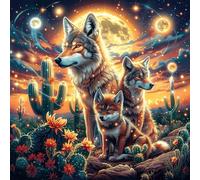 Loup Pack in Desert at Moonlight 100 Pieces Casse-tête Adulte en Carton Haute Qualité Très Difficile Haute Difficulté Anti-Stress Décoration Murale Cadeau Fête des Pères 28x28cm