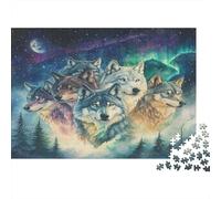 Loup Pack Puzzle 1000 Pièces Cadeau Unique aurores du Nord Jeu Éducatif Défi Jouet À De Qualité Supérieure Peinture Art pour Adultes Enfants 1000pcs (75x50cm)