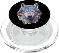 Loup Patriotique Rouge, Blanc et Bleu PopSockets PopGrip pour MagSafe