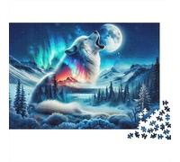 Loup Paysage Nature Puzzle 1000 Pièces, Loup dans scène de Cascade Naturelle, Art Moderne, Jeu Cadeau Unique, activité familiale, Cadeau pour Tous