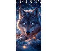 Loup Peinture Numero Adulte Ciel Étoilé Coloriage par Numero Adulte Kit de Peinture à L'huile sur Toile Bricolage pour Enfant, Paint by Numbers 55X110cm Pour Décoration Maison, Cadeau Femme W6-702