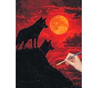 Loup Peinture Numero Adulte, DIY Lune Peinture Numero Adulte 60x80cm, Pinceaux et Acryliques, Kits de Coloriage par Numbers pour Adultes Débutants, Décoration Murale et Cadeaux, (Sans Cadre), -8135