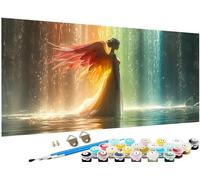 Loup Peinture Numero Adulte, Grand Peinture par Numero Adulte lune Motif Désign, DIY Loisirs Créatifs Adultes Artisanat Kit avec Pinceaux et Peintures, Decoration Chambre Sans Cadre 30 x 60 cm J3-547