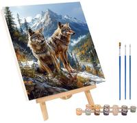Loup Peinture Numero Adulte, Montagne Peinture par Numero Adulte, DIY Activité Manuelle Adultes, Paint by Numbers Kits for Adults avec Pinceaux et Acrylique, Décoration Maison Cadeau 30x40 cm 0-8100