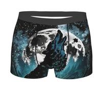 Loup Pleine Lune Espace Animal Sauvage Homme Boxer Short Élastique Caleçon De Sport Classique sous-Vêtements Doux Boxershorts XXL