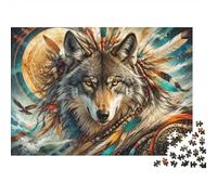 Loup Plume Attrape-rêves 1000 Pièces Mini Puzzle pour Adultes Idée Cadeau | 52x38cm Carton Amateurs De Puzzles Détente Puzzle Artisanal Cadeau D'anniversaire Décoration Salon